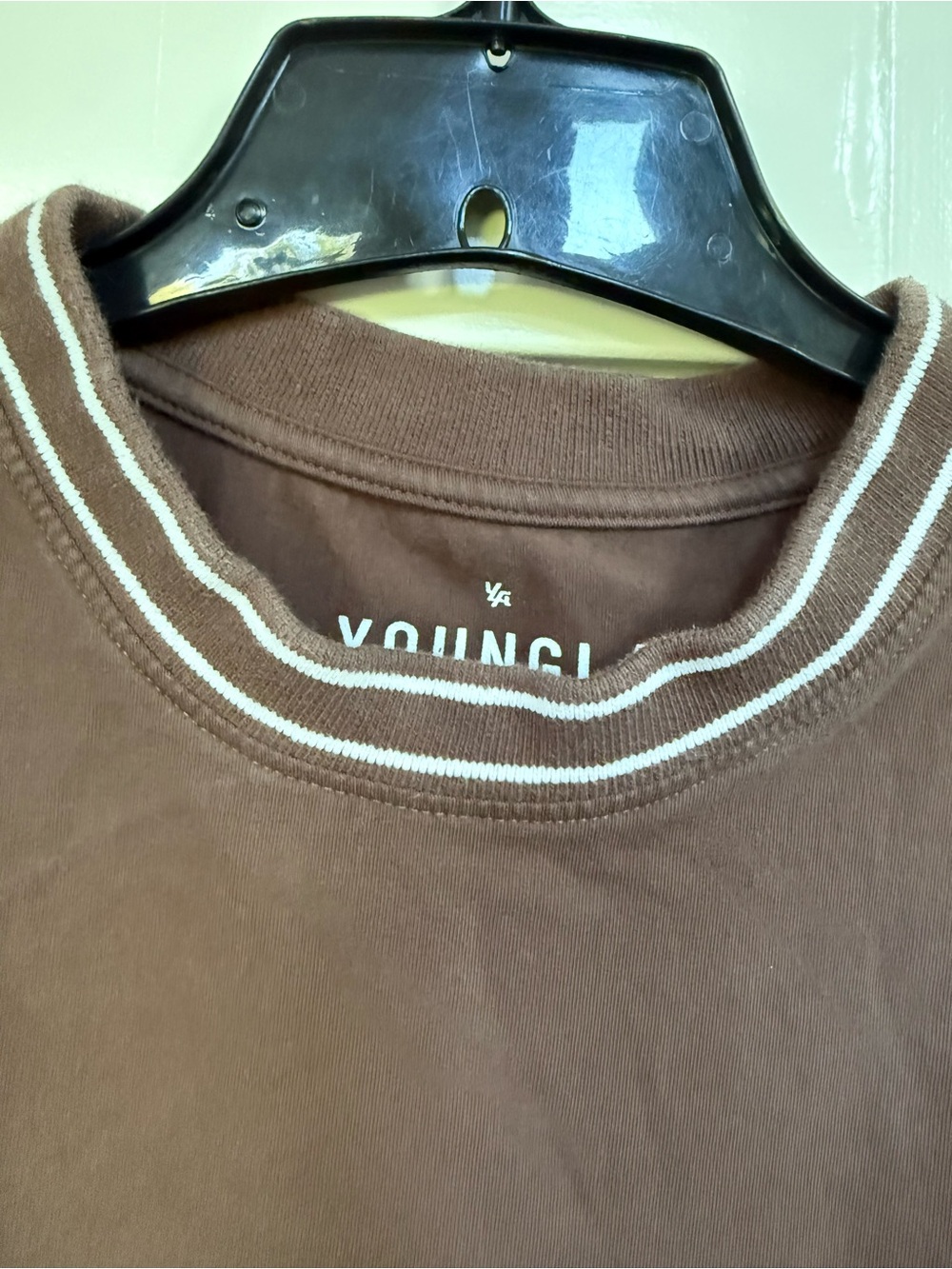 YoungLA Men's Chocolate Brown With White Short-Sleeve Crewneck T-Shirt Medium - Picture 6 of 6